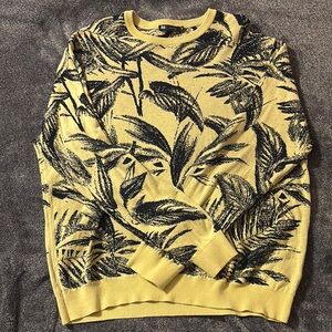 Yellow and Black Leaf Pattern Sweater